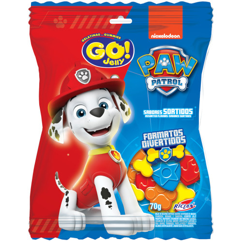 BALA GELATINA RICLAN GO JELLY 70GR PATRULHA CANINA - CX COM 12 UN