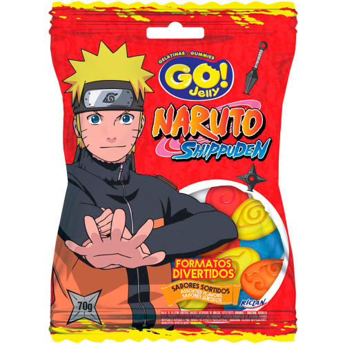BALA GELATINA RICLAN GO JELLY 70GR NARUTO - CX COM 12 UN