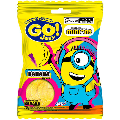 BALA GELATINA RICLAN GO JELLY 70GR MINIONS - CX COM 12 UN