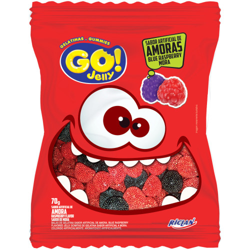 BALA GELATINA RICLAN GO JELLY 70GR AMORAS - CX COM 12 UN
