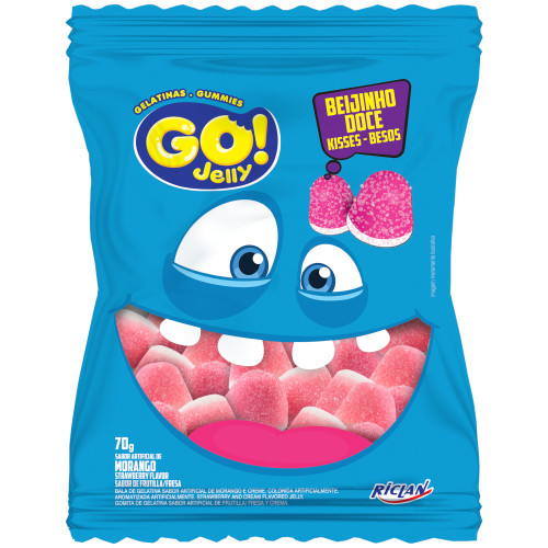 BALA GELATINA RICLAN GO JELLY 70GR BEIJINHO DOCE - CX COM 12 UN