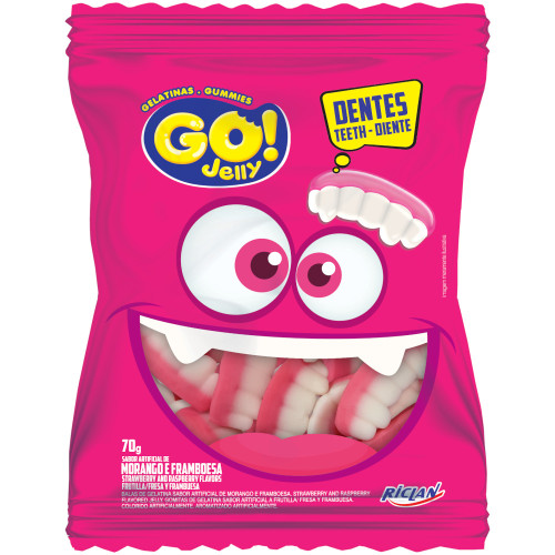 BALA GELATINA RICLAN GO JELLY 70GR DENTADURA - CX COM 12 UN