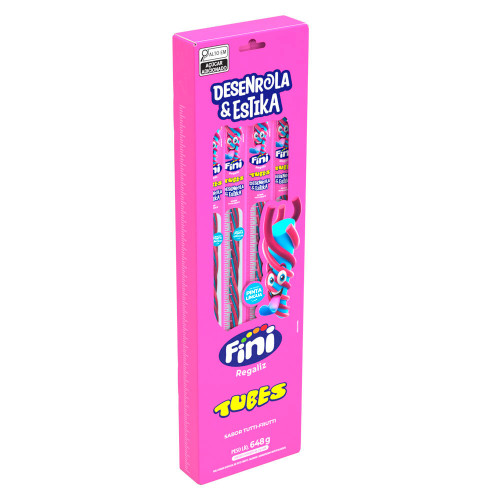 TUBES FINI GIGANTE 27GR  DESENROLA E ESTIKA TUTTI FRUTI - DP COM 24 UN