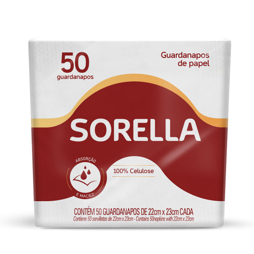 GUARDANAPO SORELLA 22X23CM - PEQUENO PC COM 16 UN
