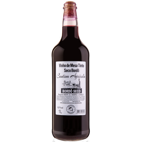 VINHO CANTINA AGRÍCOLA 1 LITRO SECO BORDÔ - CX COM 12 UN