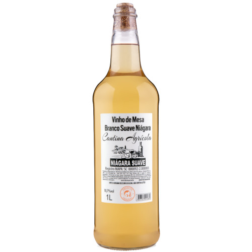 VINHO CANTINA AGRÍCOLA 1 LITRO SUAVE NIÁGARA - CX COM 12 UN