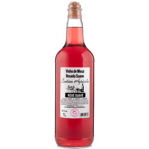 VINHO CANTINA AGRÍCOLA 1 LITRO ROSÉ SUAVE - CX COM 12 UN