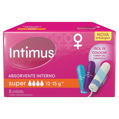 ABSORVENTE INTIMUS INTERNO C/ 8UN SUPER - CX COM 12 DP