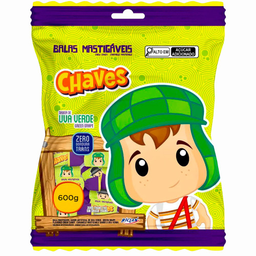 BALA RICLAN MASTIGÁVEL CHAVES 600GR UVA VERDE - UNIDADE