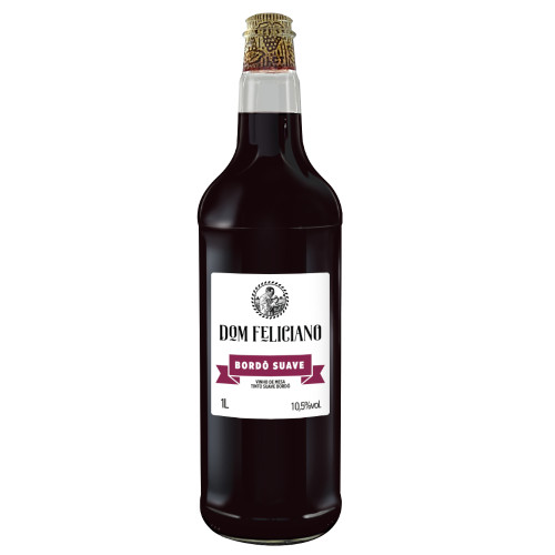 VINHO DOM FELICIANO 1 LITRO BORDÔ SUAVE - CX COM 12 UN