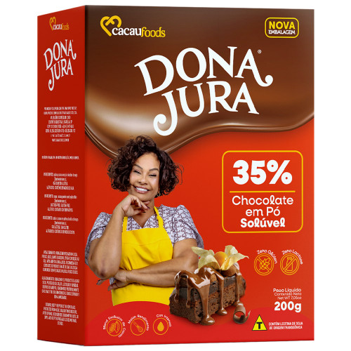 CHOCOLATE EM PÓ SOLÚVEL DONA JURA 200GR CACAU 35% - PC COM 12 UN