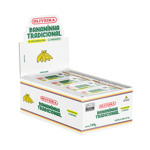 BANANINHA TRADICIONAL OLIVEIRA COM AÇÚCAR 30GR - DP COM 24 UN