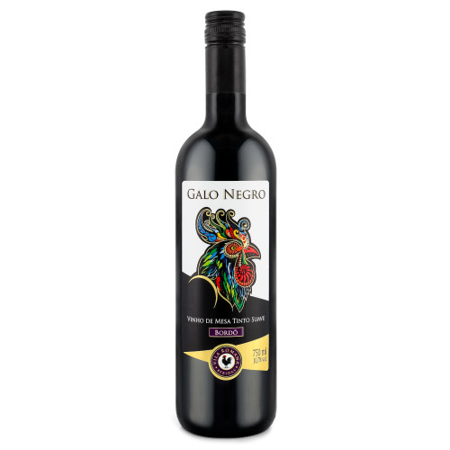 VINHO GALO NEGRO 750ML TINTO SUAVE BORDÔ - CX COM 6 UN