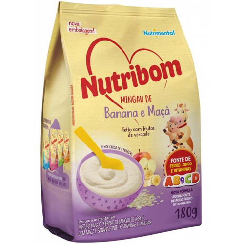 MINGAU NUTRIBOM SACHÊ 180GR BANANA E MAÇÃ - CX COM 24 UN