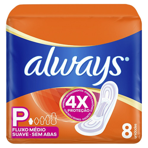 ABSORVENTE ALWAYS C/ 8UN SUAVE SEM ABAS - CX COM 18 UN