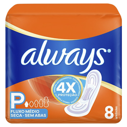 ABSORVENTE ALWAYS C/ 8UN SECA SEM ABAS - CX COM 18 UN