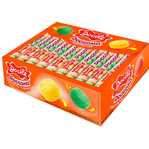 BALA DE GOMA TUBO DOCILE 30GR FRUTAS SORTIDAS - DP COM 30 UN