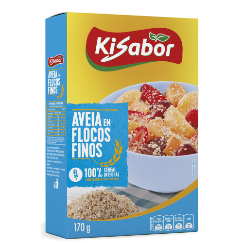AVEIA EM FLOCOS FINOS KISABOR 170GR - CX COM 12 UN