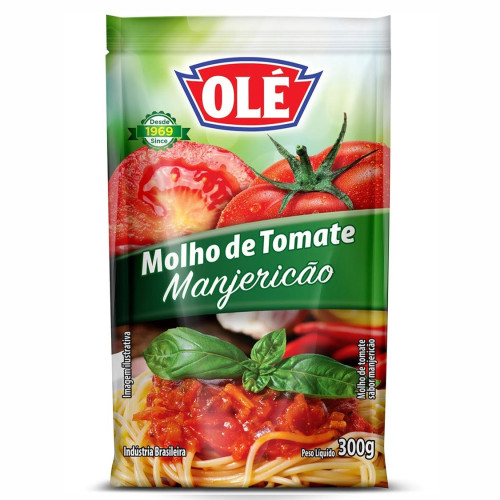 MOLHO DE TOMATE OLÉ 300GR MANJERICÃO - CX COM 32 UN