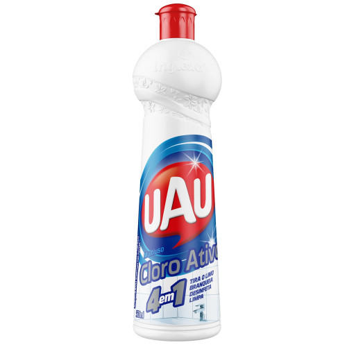 MULTIUSO P/ BANHEIRO UAU CLORO ATIVO 500ML - 4 EM 1 CX COM 24 UN