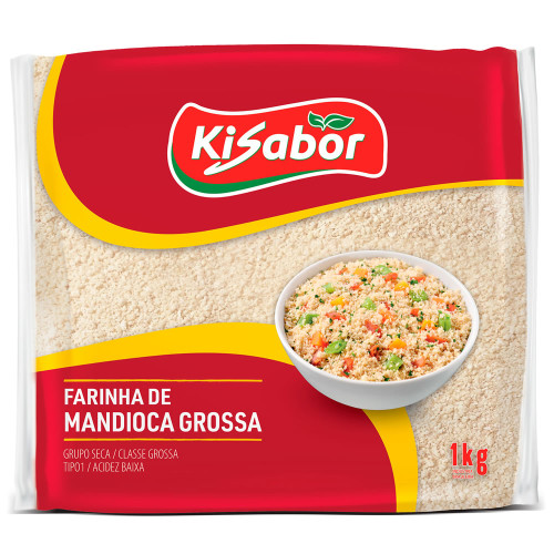 FARINHA DE MANDIOCA KISABOR 1 KILO GROSSA - FD COM 12 UN