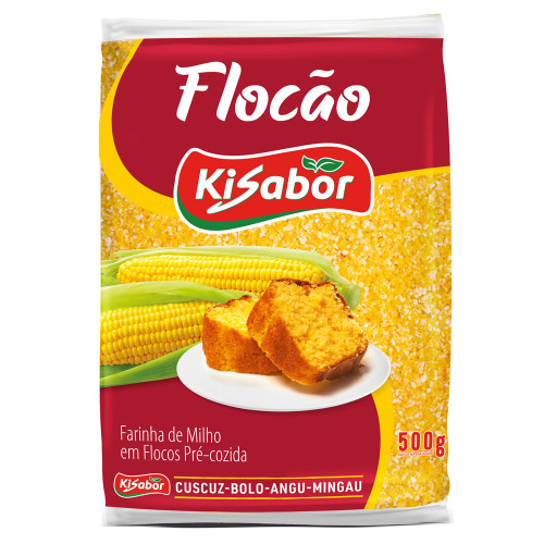 FARINHA DE MILHO FLOCADA FLOCÃO KISABOR 500GR - FD COM 12 UN
