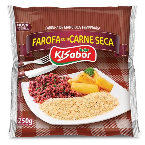 FAROFA COM CARNE SECA KISABOR 250GR - CX COM 12 UN