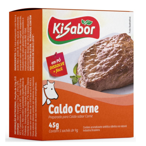 CALDO DE CARNE KISABOR 45GR - CX COM 12 UN