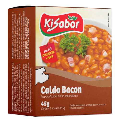 CALDO KISABOR 45GR BACON - CX COM 12 UN