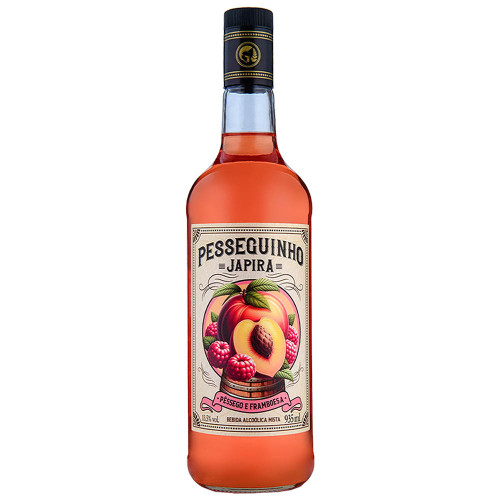 CACHAÇA JAPIRA 935ML PESSEGUINHO - CX COM 6 UN
