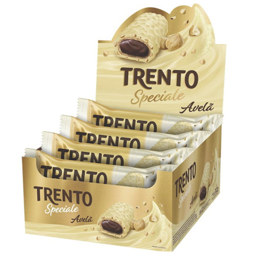 CHOCOLATE TRENTO SPECIALE COM AVELÃ 26GR BRANCO - DP COM 12 UN