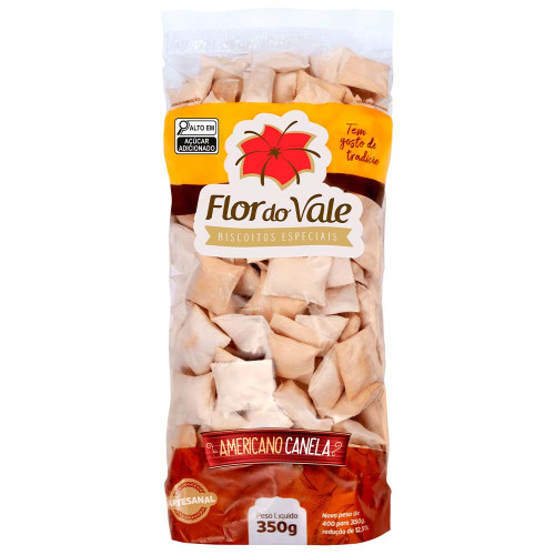 BISCOITO AMERICANO FLOR DO VALE 350GR CANELA - CX COM 24 PC