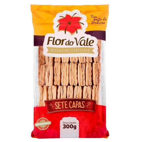 BISCOITO FOLHADO FLOR DO VALE 300GR SETE CAPAS - CX COM 20 PC