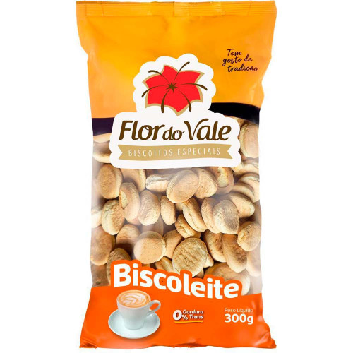 BISCOITO FLOR DO VALE 300GR BISCOLEITE - CX COM 24 PC
