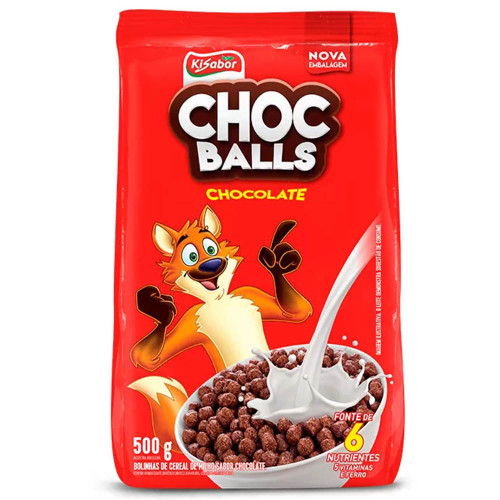 CEREAL CHOCBALLS KISABOR 500GR CHOCOLATE - CX COM 8 UN