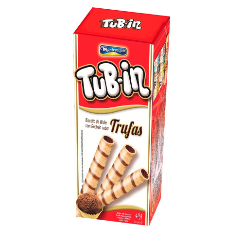 BISCOITO WAFER TUB-IN MONTEVÉRGINE 48GR TRUFAS - CX COM 24 UN