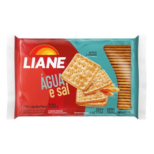 BISCOITO LIANE 330GR ÁGUA E SAL - CX COM 30 UN