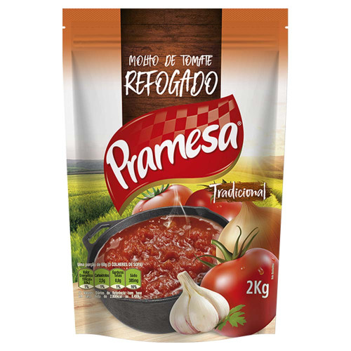 MOLHO DE TOMATE POUCHE PRAMESA 2 KILO REFOGADO TRADICIONAL - CX COM 6 UN