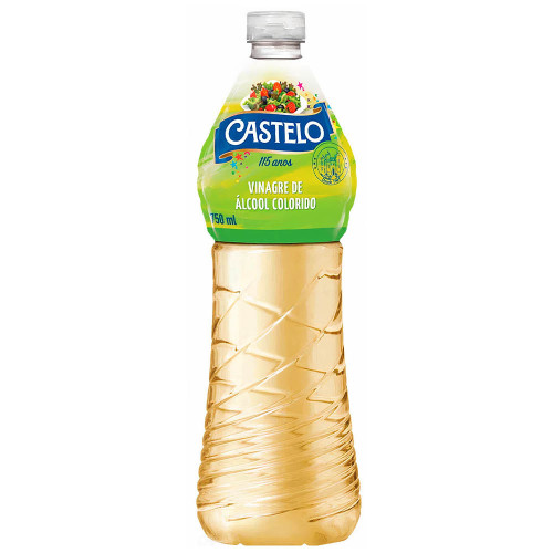 VINAGRE DE ÁLCOOL COLORIDO CASTELO 750ML - CX COM 12 UN