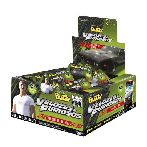 CHICLE BUZZY VELOZES E FURIOSOS 360GR HORTELÃ - DP COM 90 UN