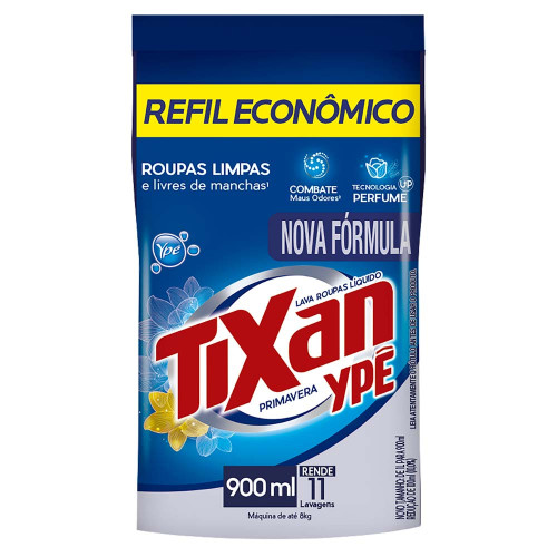 LAVA ROUPAS LÍQUIDO TIXAN YPÊ SACHÊ 900ML PRIMAVERA - CX COM 12 UN