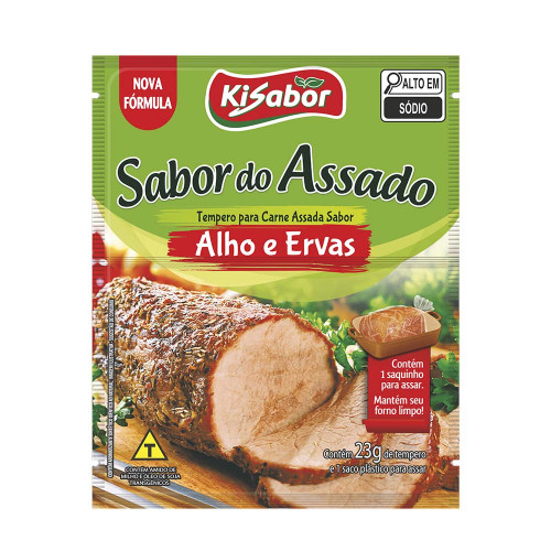 TEMPERO SABOR DO ASSADO KISABOR 23GR ALHO E ERVAS - CX COM 15 UN