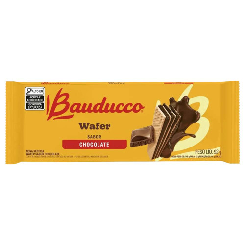 BISCOITO WAFER BAUDUCCO 92GR CHOCOLATE - CX COM 32 UN