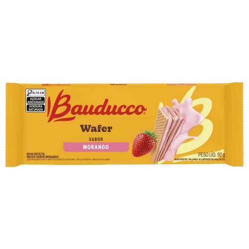 BISCOITO WAFER BAUDUCCO 92GR MORANGO - CX COM 32 UN