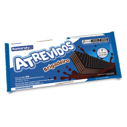 BISCOITO WAFER ATREVIDOS ITAMARATY 80GR BRIGADEIRO - CX COM 50 UN