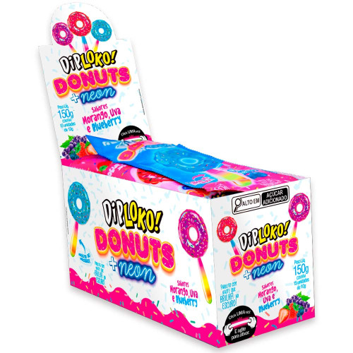 PIRULITO DIP LOKO NEON SORTIDOS 150GR DONUTS - DP COM 15 UN