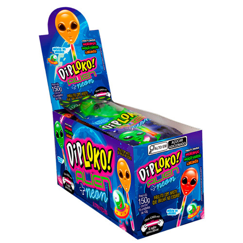 PIRULITO DIP LOKO NEON SORTIDOS 150GR ALIEN - DP COM 15 UN