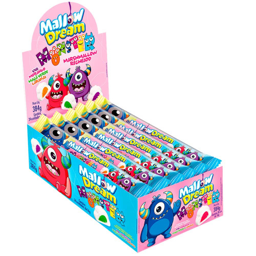 MARSHMALLOW RECHEADO MALLOWDREAM MONSTER 384GR SORTIDOS - DP COM 24 UN
