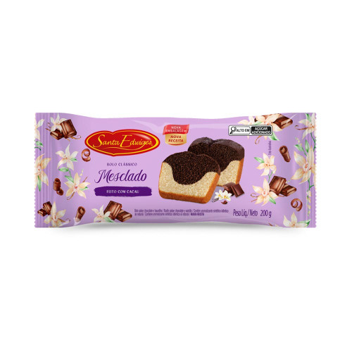 BOLO SANTA EDWIGES 200GR MESCLADO CHOCOLATE E BAUNILHA - CX COM 24 UN
