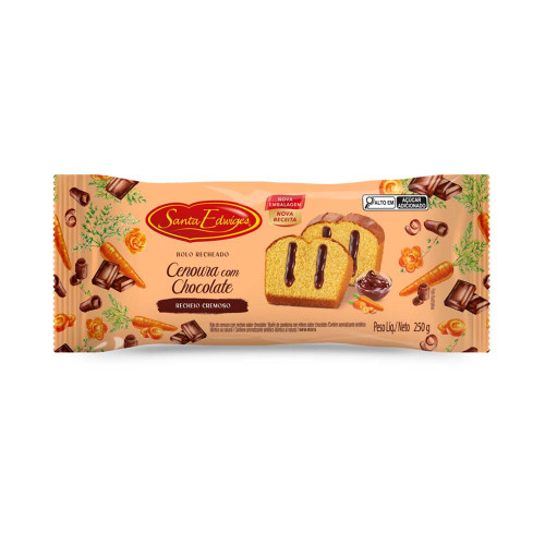 BOLO RECHEADO SANTA EDWIGES 250GR CENOURA COM CHOCOLATE - CX COM 24 UN